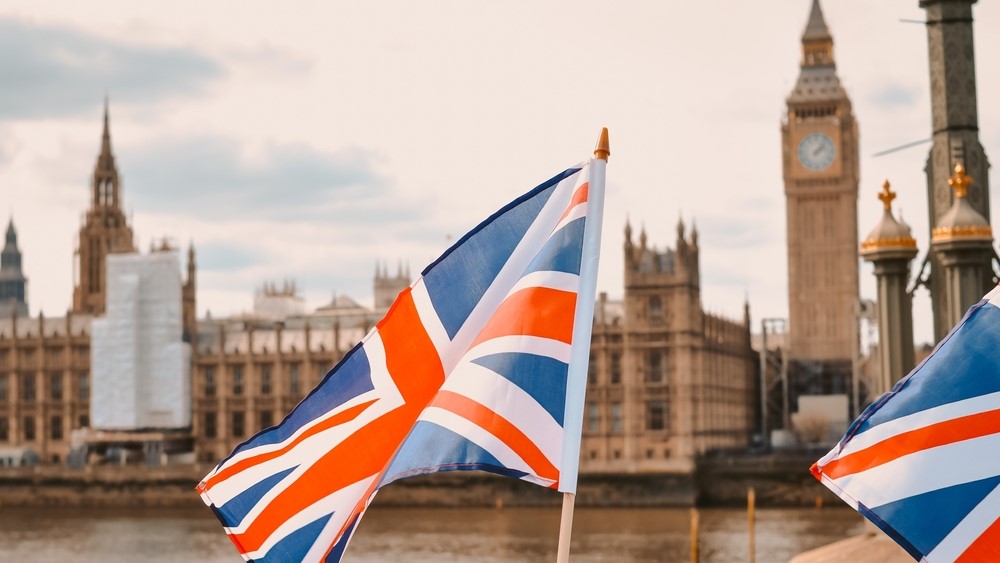 uk flag and parliament